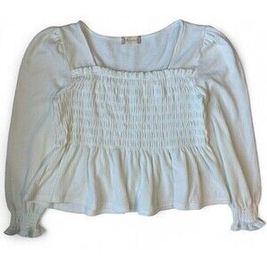 Alter’d State Large White Peasant Ruffle Cottagecore Long Sleeve Shirt Boho